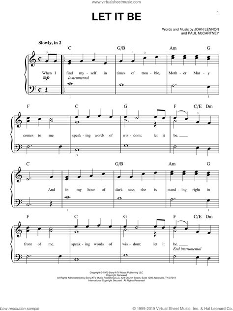 Easy Beatles Piano Sheet Music Free