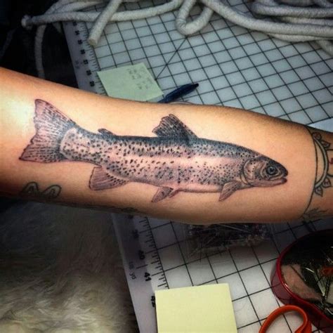 Black And Grey Style Trout On A Forearm I Did In October 2014 Trout