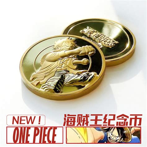 One Piece Monkey D Luffy Gold Coin Bas Relief Gold Plating Brass Coin