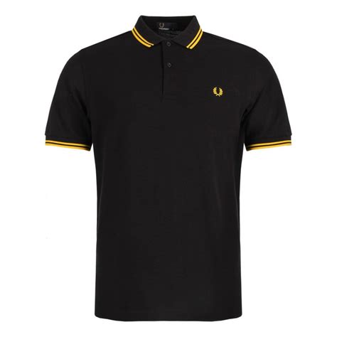 Fred Perry Twin Tipped Polo Black Yellow Aphrodite