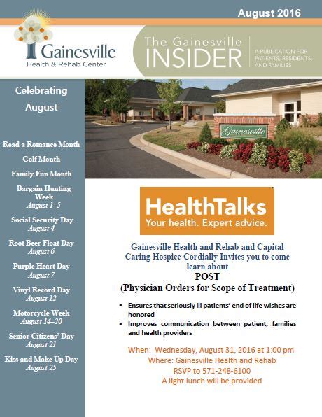 Gainesville Insider August 2016 Gainesville Health And Rehab Center
