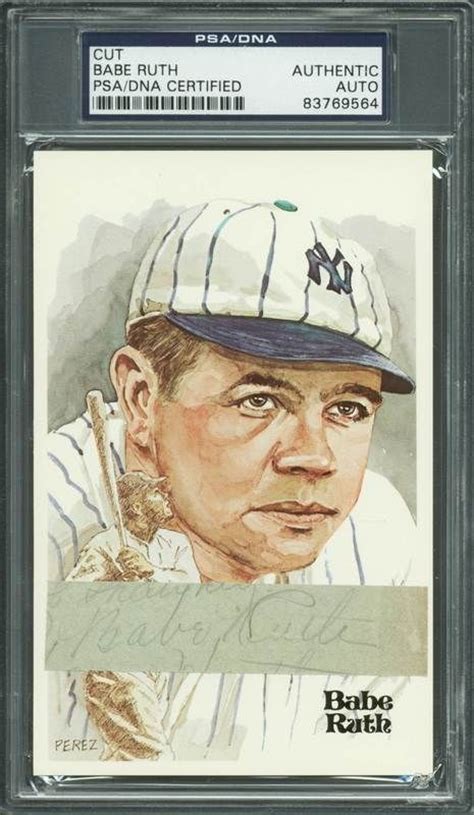Lot Detail Babe Ruth Signed 75 X 3 5 Cut Mounted On Perez Steele