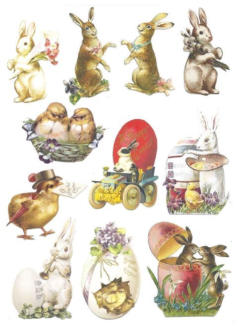 free printable vintage easter clipart cute bunnies and chicks easter graphics vintage
