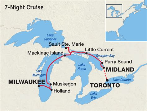 Great Lakes Cruise Itinerary Map Sunstone Tours And Cruises