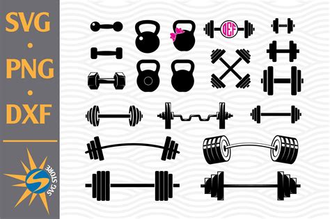 Crossfit Svg Barbell Design Gym Svg Barbell Cut File Weights Svg Barbell Silhouette Gym Cut File