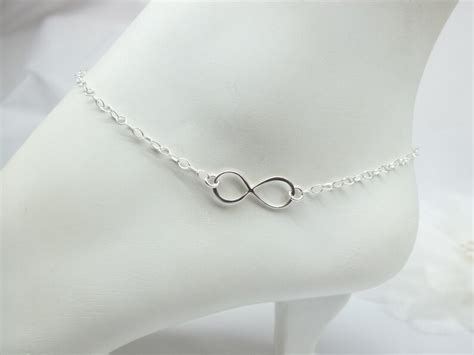 Sterling Silver Eternity Anklet Infinity Anklet Silver Etsy