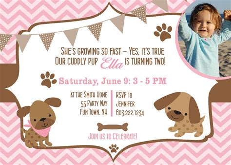 Dog Birthday Party Invitations Puppy Dog Party Invites 1st Etsy
