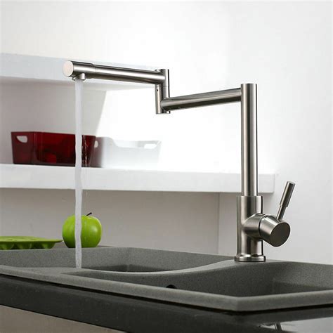 Modern chrome brass deck mounted kitchen faucet pot filler sink only cold tap. Retractable Kitchen Pot Filler Sink Faucet Deck-Mount ...