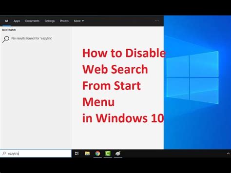 How To Turn Off Web Search From Start Menu In Windows Youtube