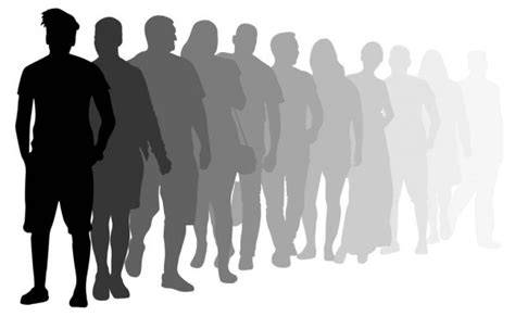 Crowd People Silhouette Vector Resettlement Refugees Emigrants Lot