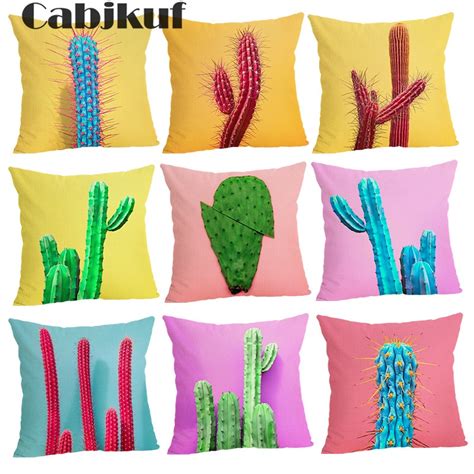 cartoon style cactus pillow case sofa cushion soft pillow cover creative cushion cover bedding
