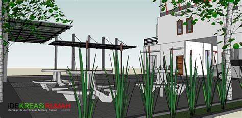 Desain Sketch 3D Rumah dan Ruang Usaha Bengkel Cuci Mobil | Ide Kreasi Rumah