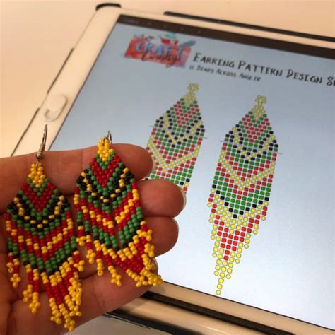 Seed Bead Earring Digital Design Tool 11 Across With Angled Fringe