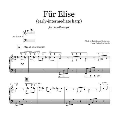 Für Elise Sheet Music Learning The Harp