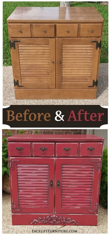 Here's our ikea painted kitchen cabinets for our custom kitchen nook on an open wall. Barn Red Maple Cabinet - Before & After | Repurposed ...