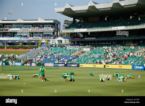 The Proteas Cricket Team Warming Up Before The Start Of Play At The