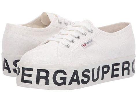 Superga 2790 Cotw Outsole Lettering Womens Lace Up Casual Shoes White Superga Sneakers Outsole