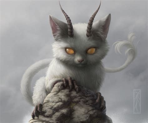 Fantasy Cat Horns Creature Wallpaper Mythical Creatures Art Cute