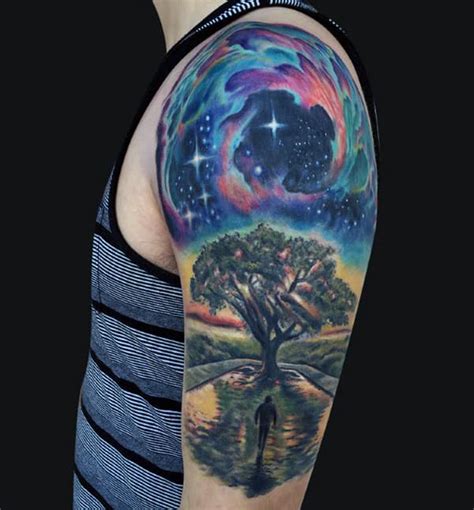 Night sky tattoos pictures was upload by admin was on october 17, 2013. 70 Sky Tattoos For Men - Atmosphere Design Ideas