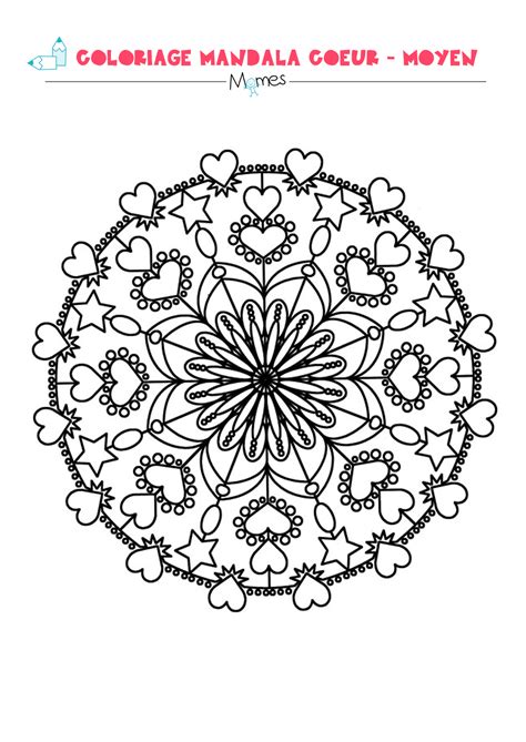 Image difficile coloriage mandala à imprimer gratuit. Mandala Coeur à colorier - Moyen - Momes.net