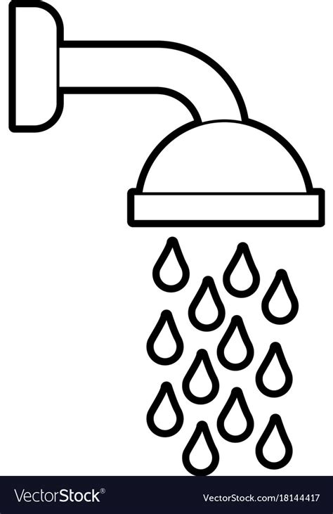 Shower Head In Bathroom With Water Drops Flowing Vector Image