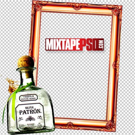 Patron Liquor Bottle Gold Frame Graphic Design Mixtapepsdscom