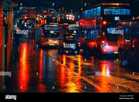 London Traffic Red Buses Taxis Dusk Hi Res Stock Photography And Images