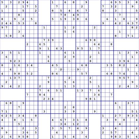 Le sudoku stimule l'esprit et la logique qui existent en nous. Super Samurai Sudoku 13 grids | Sudoku samourai, Sudoku à ...