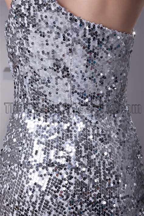 Silver Sequins One Shoulder Prom Gown Evening Dresses Thecelebritydresses