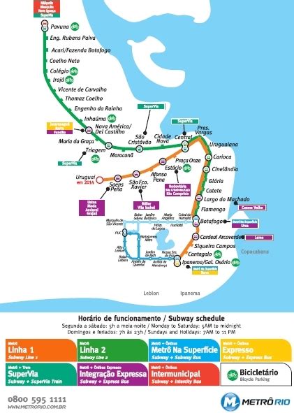 Mapa Da Rede De Metrô Do Rio De Janeiro Rj