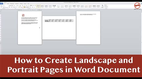 Portrait And Landscape In Same Word Document Youtube