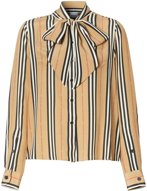 Burberry Icon Stripe Pussy Bow Blouse Shopstyle Tops