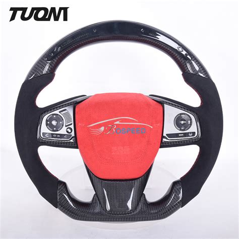 Led Smart Black Alcantara Carbon Fiber Steering Wheel For Honda Civic