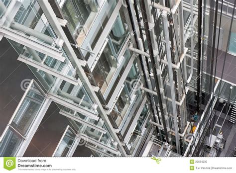Carles enrich wraps elevator in catalonia with a brick lattice. Looking Down In An Open Steel Lift Shaft Stock Photo ...