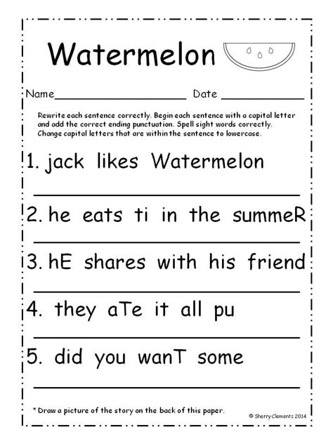 Summer Fix It Up Sentences Distance Learning | Writing sentences