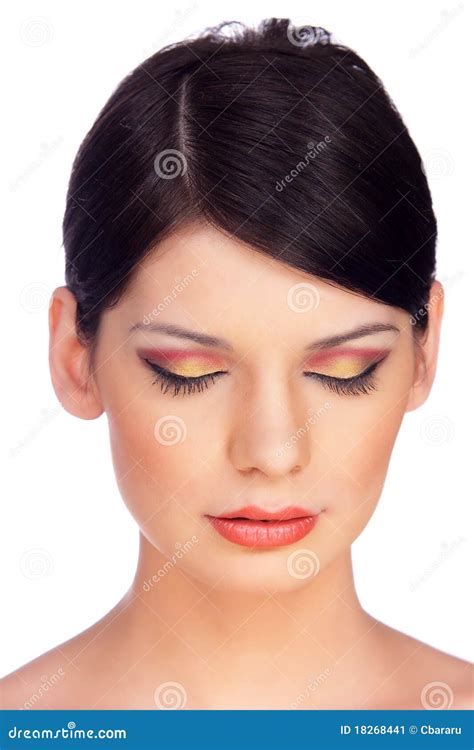 Close Up Portrait Of A Beautiful Brunette Stock Image Image Of