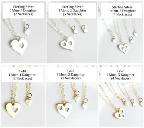 gold or sterling silver mother daughter necklace set of 2 3 4 etsy