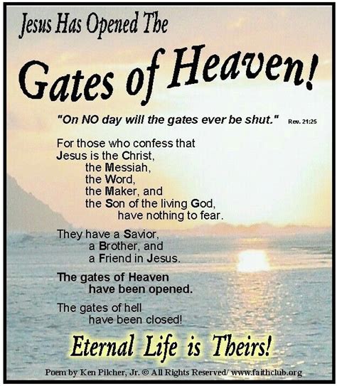 Gates Of Heaven Inspirational Quotes God Wisdom Bible Christian Poems