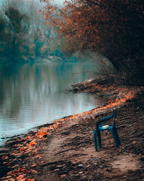 Free Picture Riverbank Plastic Chair River Water Landscape