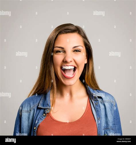 Portrait Of A Beautiful And Happy Woman Laughing Stock Photo Alamy