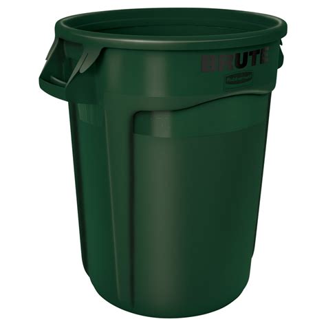 Rubbermaid Commercial Products Vented 32 Gallon Green Plastic Trash Can