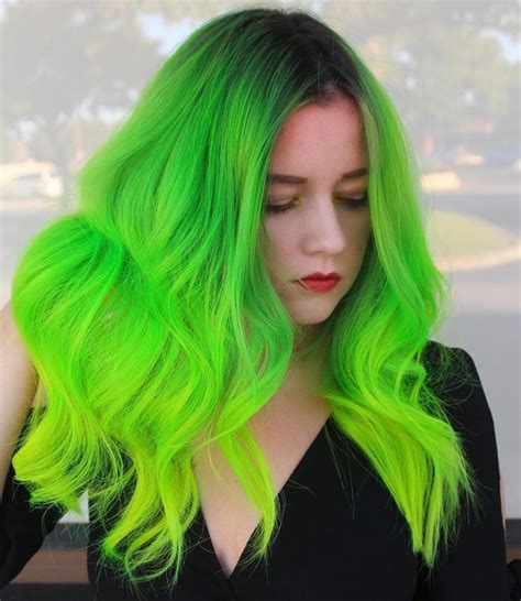 30 Cool Hair Colors To Try In 2019 Green Hair Dye Neon Green Hair