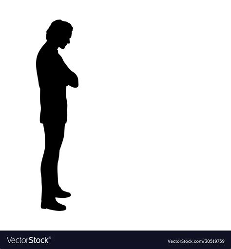 Silhouette Man Standing Pensive Royalty Free Vector Image