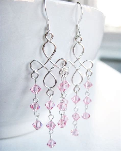 Hot Pink Chandelier Earrings Long Crystal Earrings Sterling Etsy