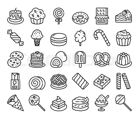 Sweet And Dessert Outline Vector Icons Stock Vector Colourbox