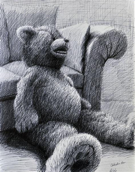 Gabriellas Huge Teddy Bear Drawing By Rick Hansen Pixels