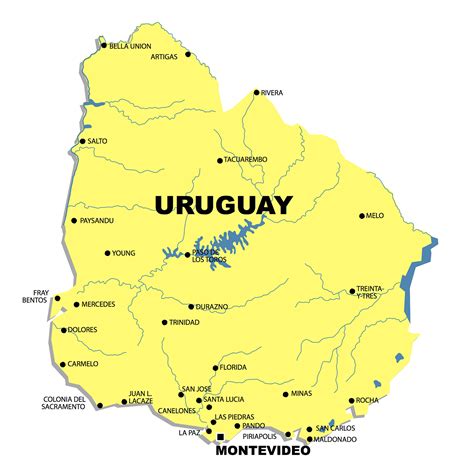 Large Map Of Uruguay With Major Cities Uruguay South America