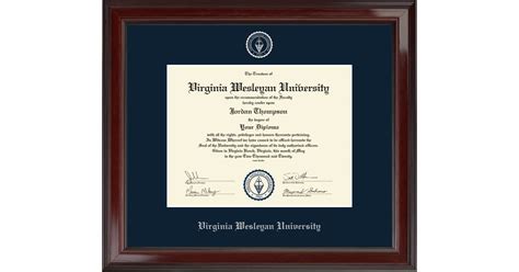 Virginia Wesleyan University Silver Embossed Diploma Frame in Encore