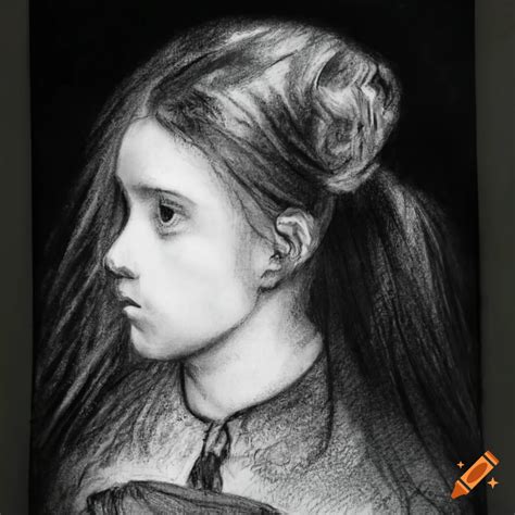 Charcoal Drawing Of A Girl With Flowing Hair On Craiyon
