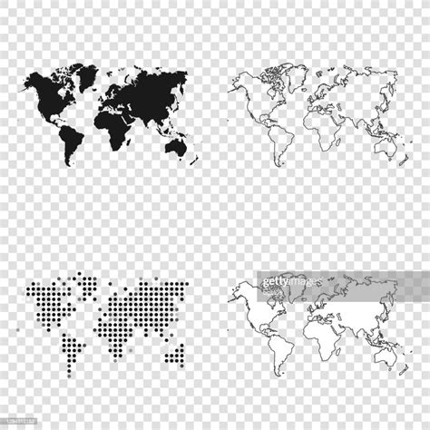 World Maps For Design Black Outline Mosaic And White High Res Vector